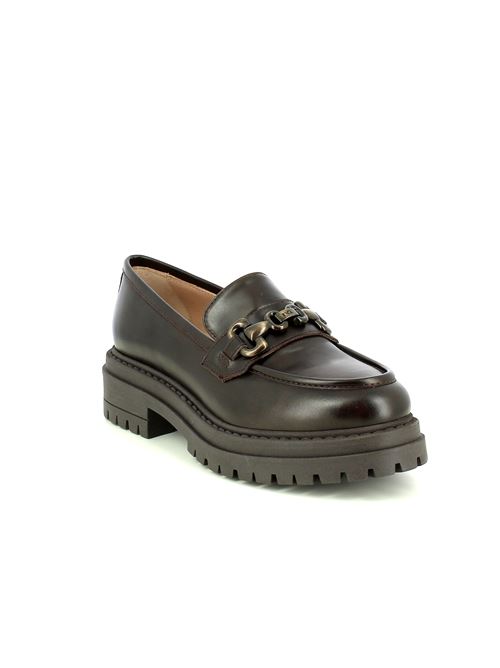 mocassino da donna in pelle liscia testa di moro con morsetto decorativo NERO GIARDINI | I514010D300